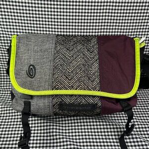 Timbuk2 Custom Black Herringbone Purple Green Messenger Travel Work Bag
